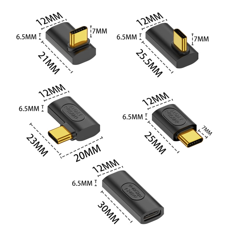 40Gbps 240W USB-C/Tipo-C Hembra a USB-C/Tipo-C Macho Adaptador 3D Bend, 3D Bend Adapter