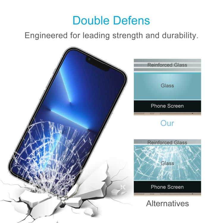 Película de vidrio templado de aluminio alto de 0.26 mm 9H 2.5D, For iPhone 16e / 13 / 13 Pro, For iPhone 15 Plus / 15 Pro Max, For iPhone 15 / 15 Pro, For iPhone 14 Plus, For iPhone 14, For iPhone 14 Pro, For iPhone 14 Pro Max, For iPhone 13 Pro Max  ...