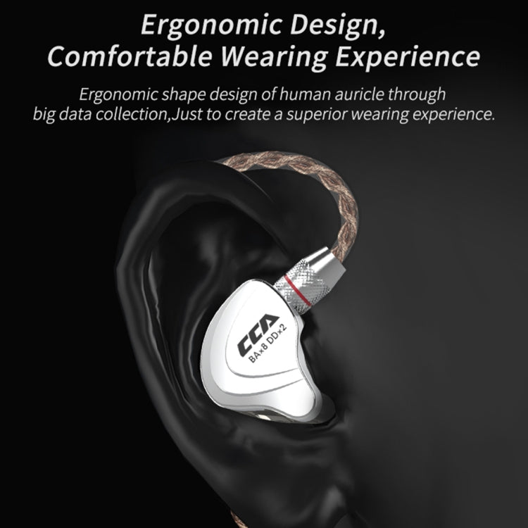 CCA CCA-C10 Auricular intrauditivo híbrido controlado por cable de diez unidades chapado en oro de 3,5 mm, with Mic, without Mic