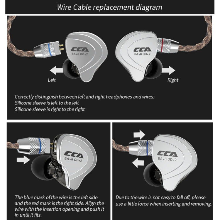 CCA CCA-C10 Auricular intrauditivo híbrido controlado por cable de diez unidades chapado en oro de 3,5 mm, with Mic, without Mic