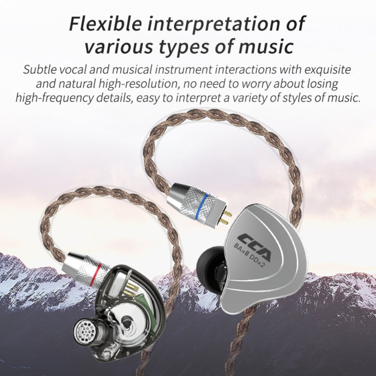 CCA CCA-C10 Auricular intrauditivo híbrido controlado por cable de diez unidades chapado en oro de 3,5 mm, with Mic, without Mic