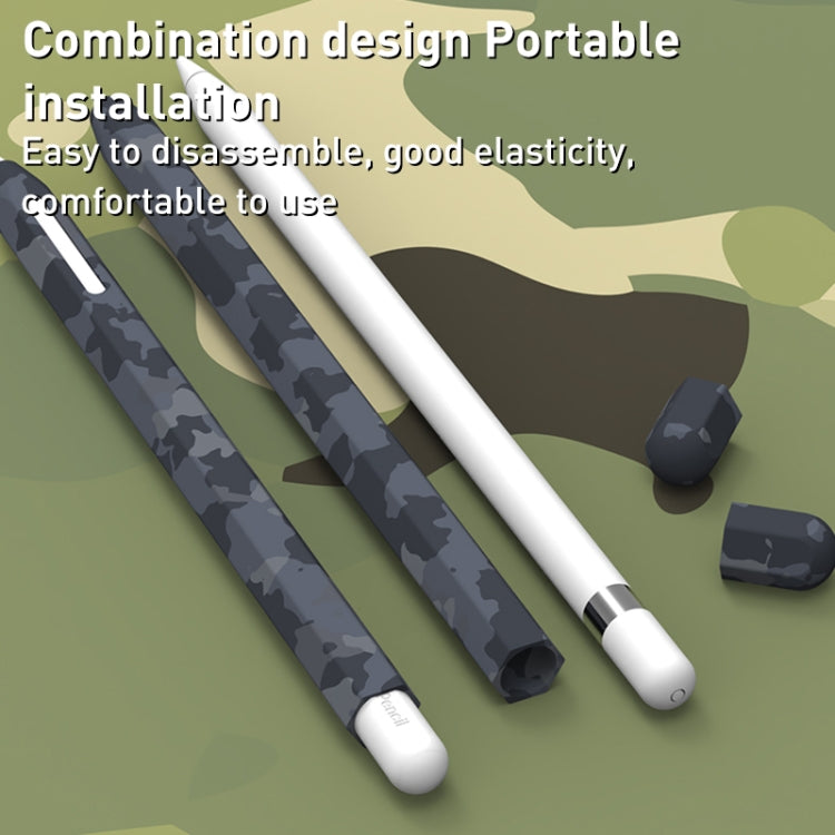 Estuche protector de bolígrafo de silicona de camuflaje, For Apple Pencil 2, For Apple Pencil 1