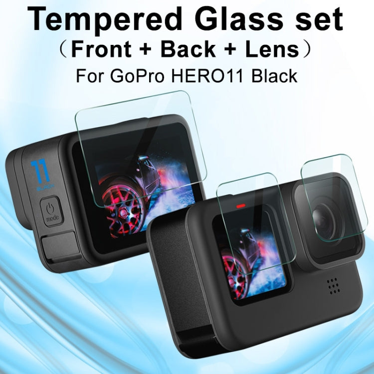 Pantalla trasera imak + pantalla frontal + lente de cámara trasera película de vidrio templado, For GoPro HERO11 Black