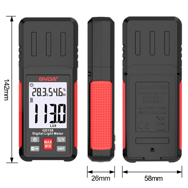 GVDA GD158 200000Lux Digital Light Meter Tester Brillo Fotómetro