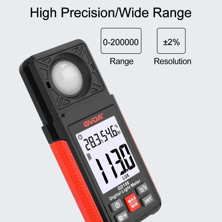 GVDA GD158 200000Lux Digital Light Meter Tester Brillo Fotómetro
