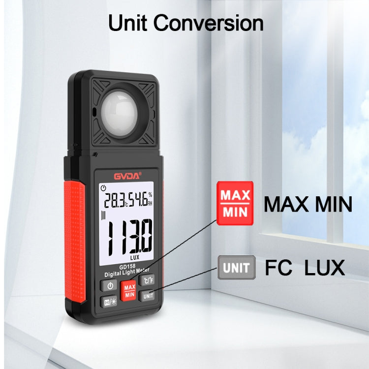 GVDA GD158 200000Lux Digital Light Meter Tester Brillo Fotómetro