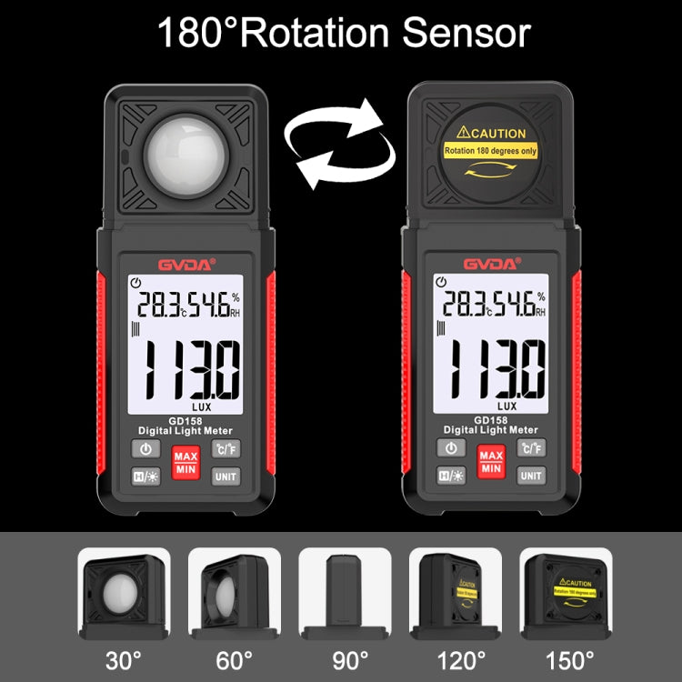 GVDA GD158 200000Lux Digital Light Meter Tester Brillo Fotómetro