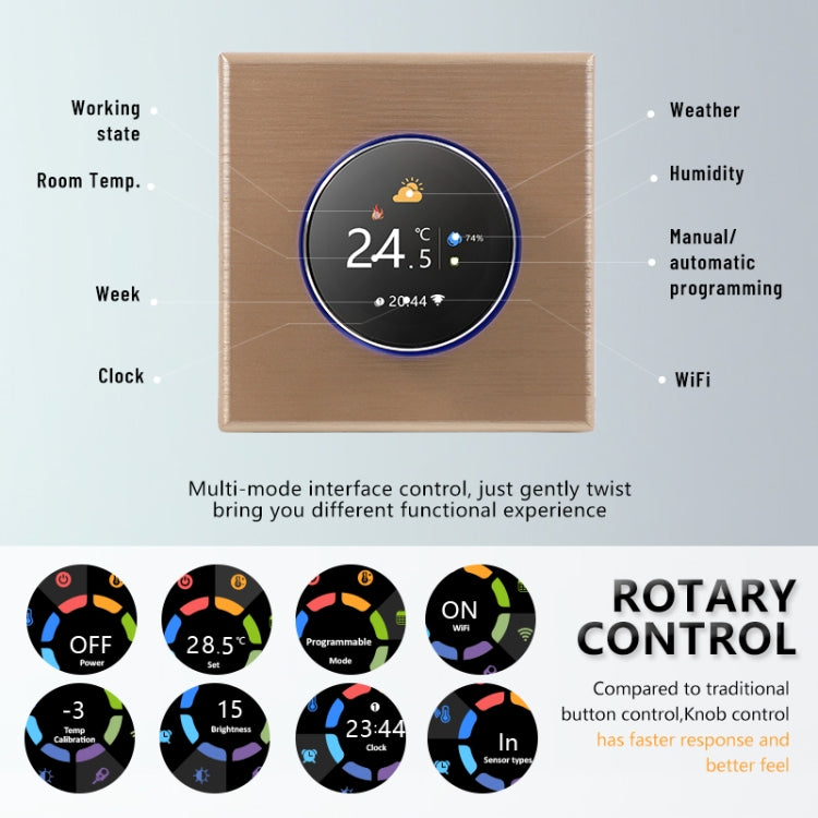 BHT-7000-GBLZB 95-240V AC 16A Smart Knob Termostato Controlador de calefacción eléctrica con Zigbee y WiFi, BHT-7000-GBLZB