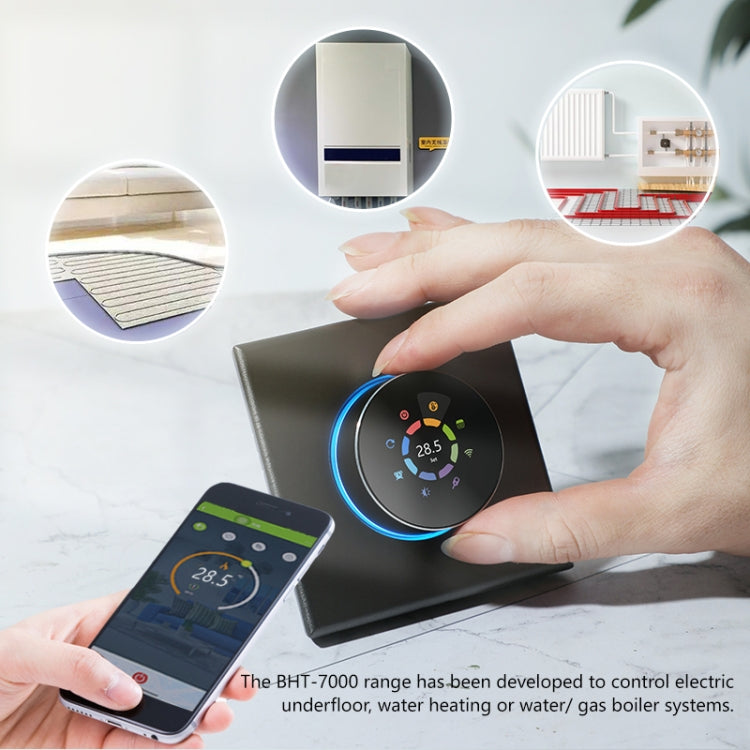 BHT-7000-GBLZB 95-240V AC 16A Smart Knob Termostato Controlador de calefacción eléctrica con Zigbee y WiFi, BHT-7000-GBLZB