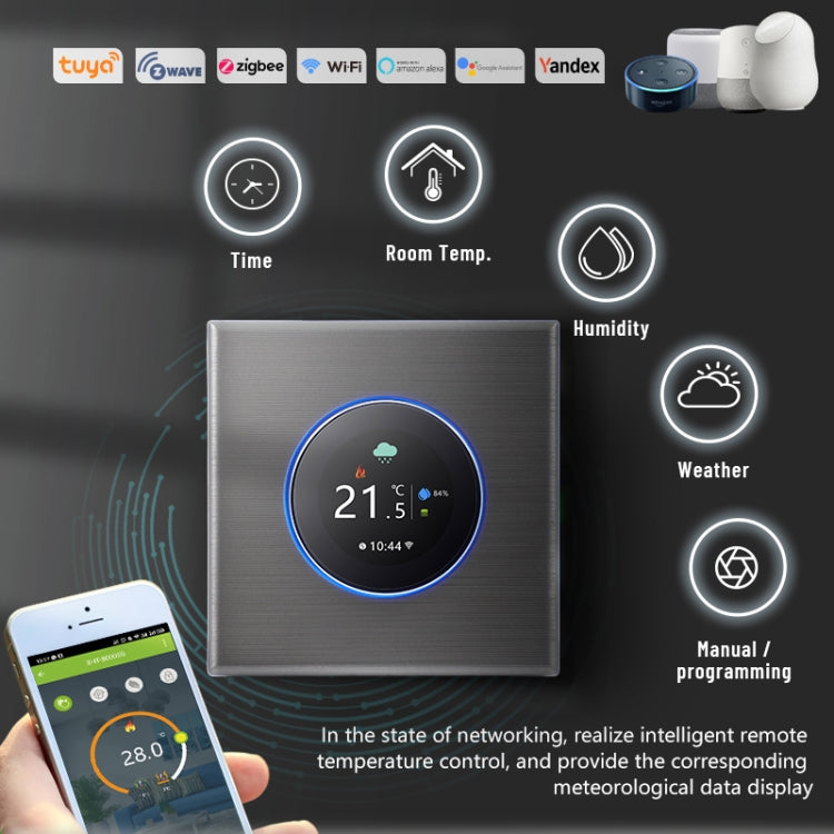 BHT-7000-GBLZB 95-240V AC 16A Smart Knob Termostato Controlador de calefacción eléctrica con Zigbee y WiFi, BHT-7000-GBLZB