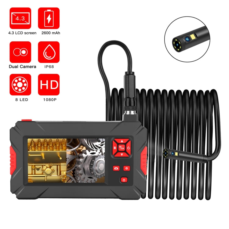 P30 5.5mm 1080P IP68 Impermeable Pantalla de 4.3 pulgadas Cámara dual Endoscopio digital, 2m Hard Cable, 5m Hard Cable, 10m Hard Cable