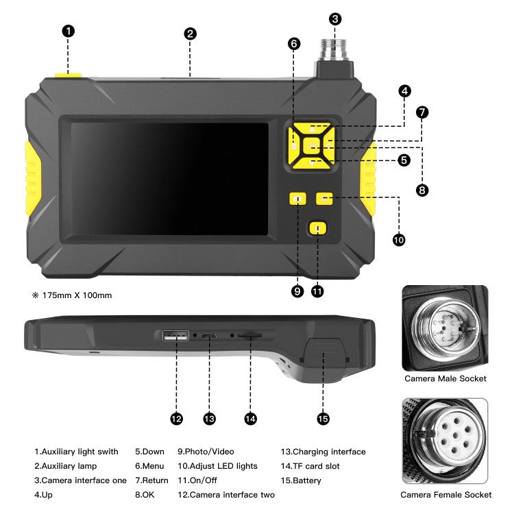 P30 3.9mm 1080P IP68 Impermeable Pantalla de 4.3 pulgadas Cámara dual Endoscopio digital, 2m Hard Cable, 5m Hard Cable, 10m Hard Cable