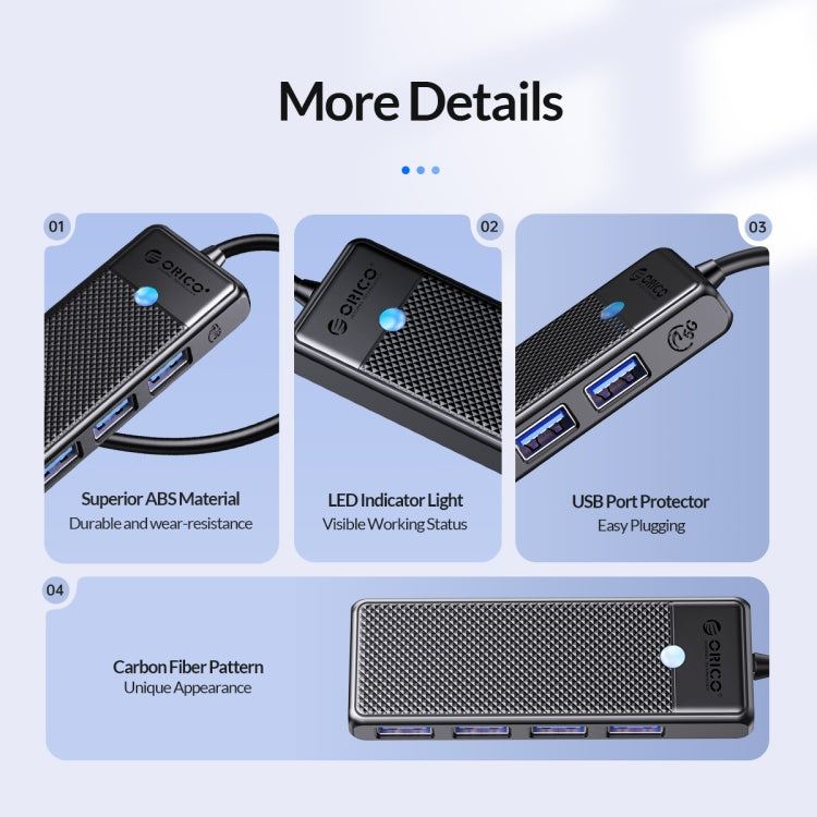 ORICO PAPW4A-U3 Adaptador HUB de estación de acoplamiento multifunción USB a USB 4 en 1, PAPW4A-U3