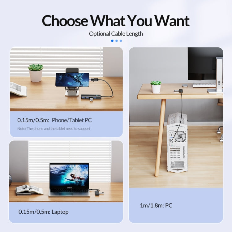 ORICO PAPW4A-U3 Adaptador HUB de estación de acoplamiento multifunción USB a USB 4 en 1, PAPW4A-U3