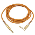 TC048GFY Cable de audio recto a codo macho de 6,35 mm chapado en oro para tambor de guitarra eléctrica, longitud: 3 m, 3m M to M Elbow