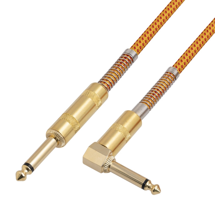TC048GFY Cable de audio recto a codo macho de 6,35 mm chapado en oro para tambor de guitarra eléctrica, longitud: 3 m, 3m M to M Elbow
