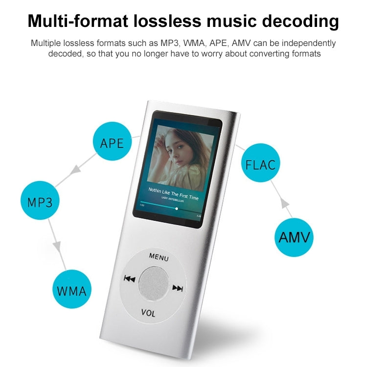 Reproductor MP4 de metal con pantalla TFT de 1,8 pulgadas, With 8G TF Card+Earphone+Cable, With 16G TF Card+Earphone+Cable, With Earphone+Cable