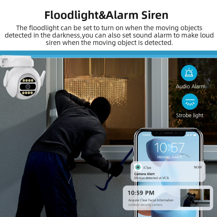 Cámara IP de vigilancia WiFi inteligente A8-C2 de 2MP, visión nocturna a todo color de doble luz / Audio bidireccional / Tarjeta TF, US Plug, EU Plug, AU Plug, UK Plug