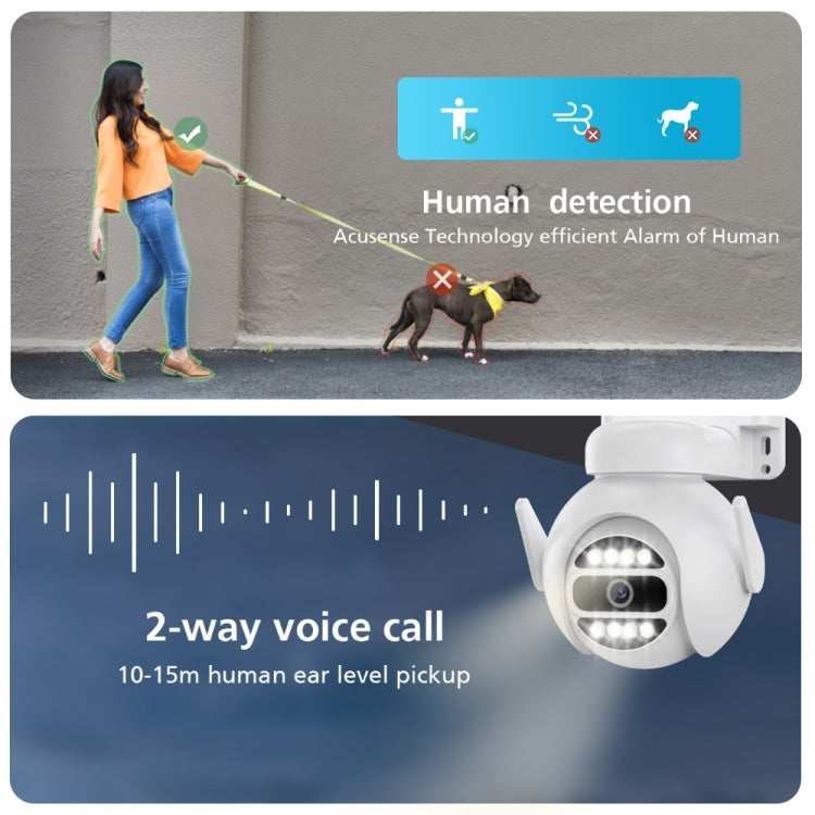 Cámara IP de vigilancia WiFi inteligente A8-C2 de 2MP, visión nocturna a todo color de doble luz / Audio bidireccional / Tarjeta TF, US Plug, EU Plug, AU Plug, UK Plug