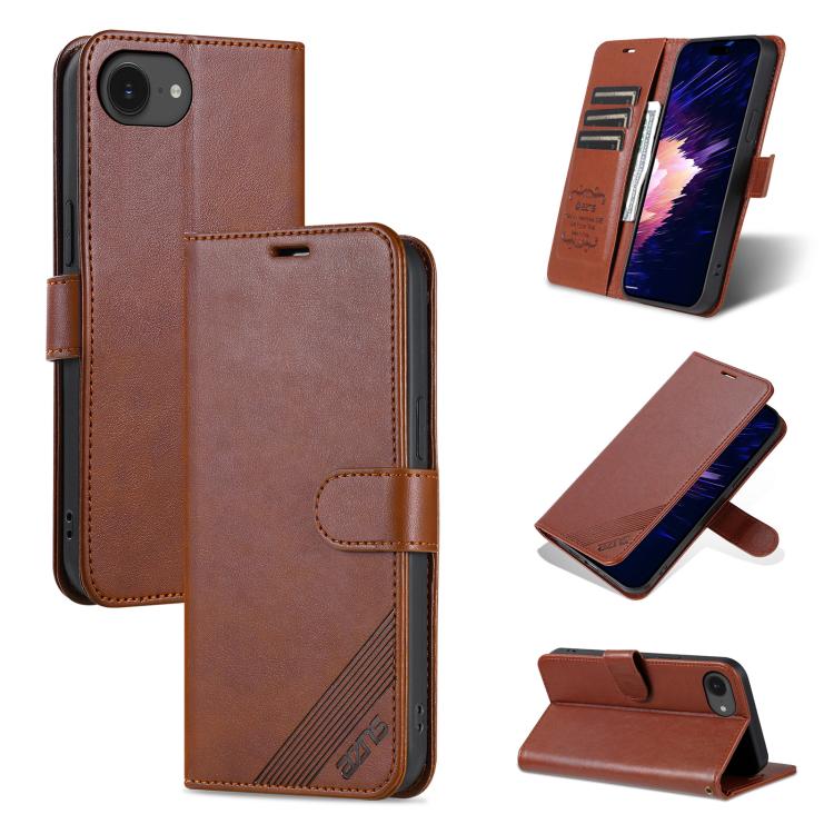AZNS Estuche para teléfono de cuero con textura de piel de oveja, For iPhone 17e / 16e, For iPhone 17 Pro Max, For iPhone 17 Pro, For iPhone 17, For iPhone Air, For iPhone 16 Pro Max, For iPhone 16 Pro, For iPhone 15 Pro Max, For iPhone 15 Pro         ...