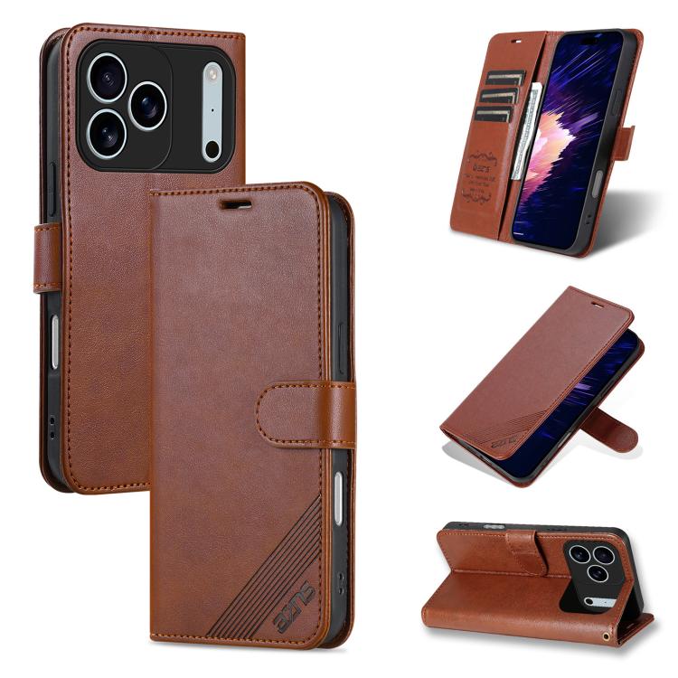 AZNS Estuche para teléfono de cuero con textura de piel de oveja, For iPhone 17e / 16e, For iPhone 17 Pro Max, For iPhone 17 Pro, For iPhone 17, For iPhone Air, For iPhone 16 Pro Max, For iPhone 16 Pro, For iPhone 15 Pro Max, For iPhone 15 Pro         ...