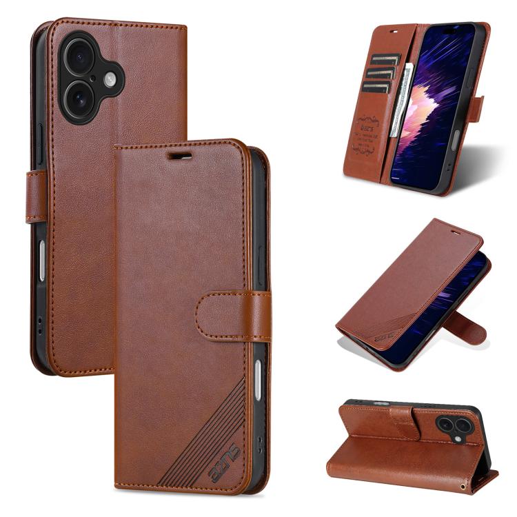 AZNS Estuche para teléfono de cuero con textura de piel de oveja, For iPhone 17e / 16e, For iPhone 17 Pro Max, For iPhone 17 Pro, For iPhone 17, For iPhone Air, For iPhone 16 Pro Max, For iPhone 16 Pro, For iPhone 15 Pro Max, For iPhone 15 Pro         ...