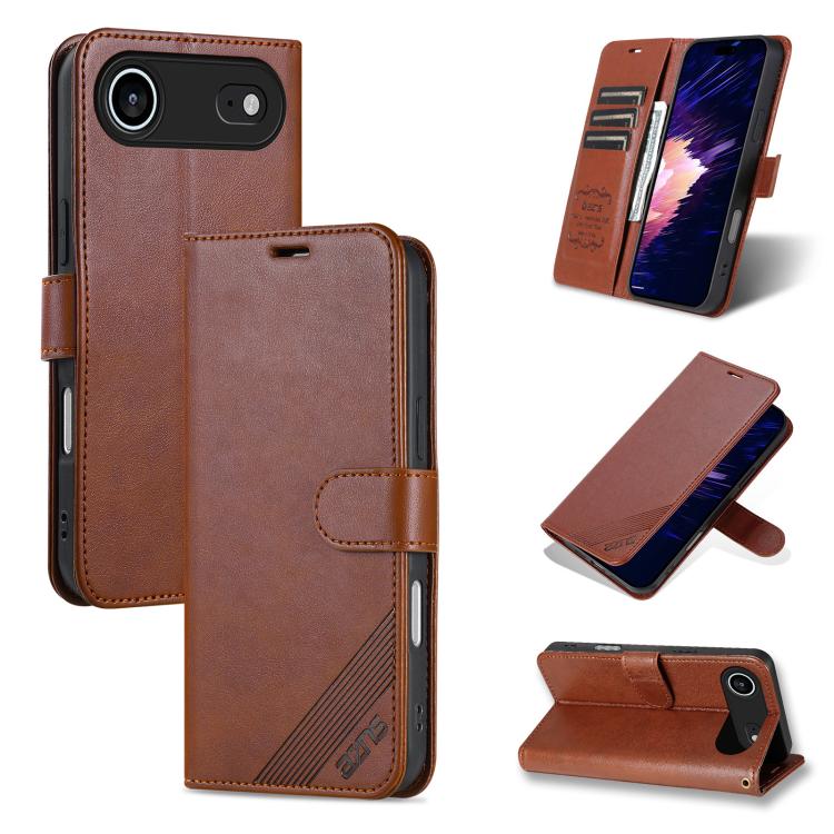 AZNS Estuche para teléfono de cuero con textura de piel de oveja, For iPhone 17e / 16e, For iPhone 17 Pro Max, For iPhone 17 Pro, For iPhone 17, For iPhone Air, For iPhone 16 Pro Max, For iPhone 16 Pro, For iPhone 15 Pro Max, For iPhone 15 Pro         ...