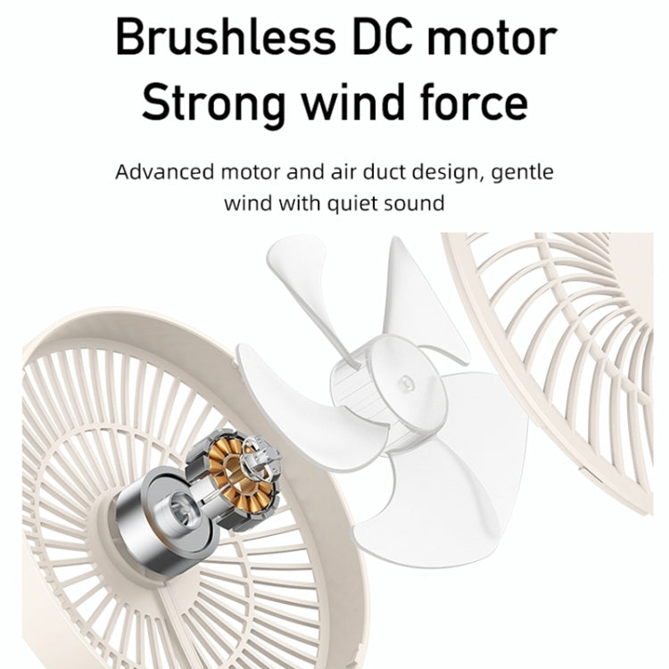 Ventilador montado en la pared con cabeza giratoria WSK302 4000mAh con luz nocturna