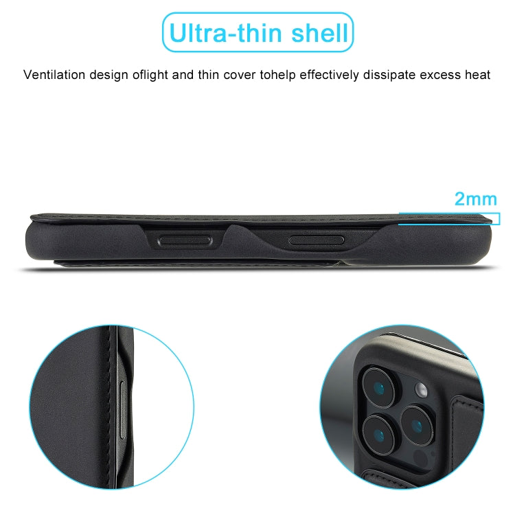 LC.IMEEKE Hon Ancient Series Funda de cuero con tapa para teléfono, For iPhone 15 Pro, For iPhone 15 Plus, For iPhone 15