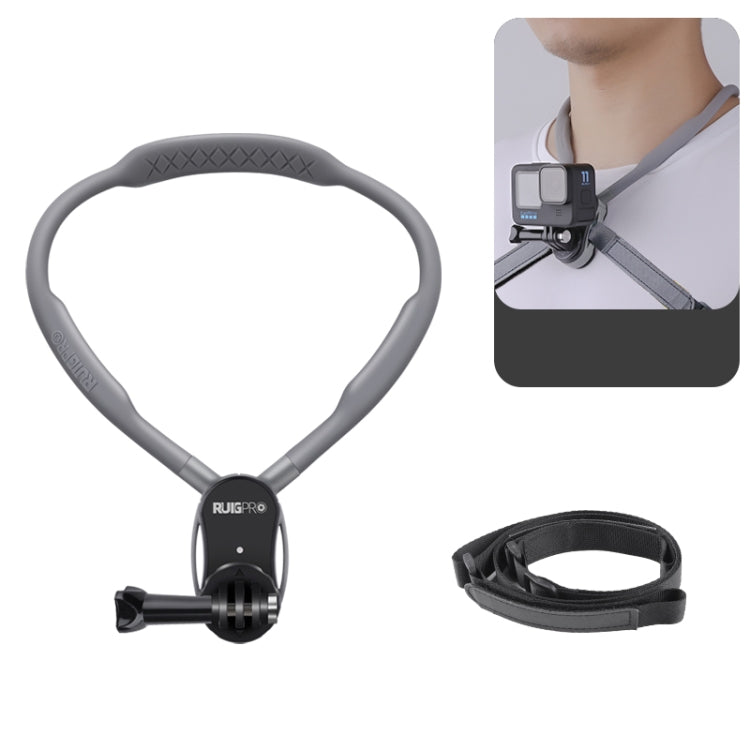 Soporte de cuello perezoso RUIGPRO Soporte de vista POV, Standard with Strap, With J-Hook Buckle, With Phone Clamp & Adapter
