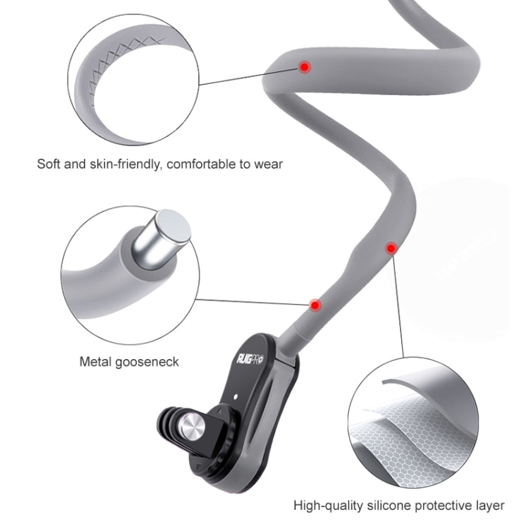 Soporte de cuello perezoso RUIGPRO Soporte de vista POV, Standard with Strap, With J-Hook Buckle, With Phone Clamp & Adapter