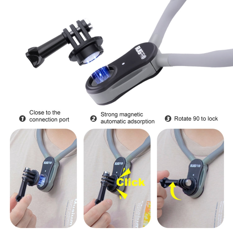 Soporte de cuello perezoso RUIGPRO Soporte de vista POV, Standard with Strap, With J-Hook Buckle, With Phone Clamp & Adapter