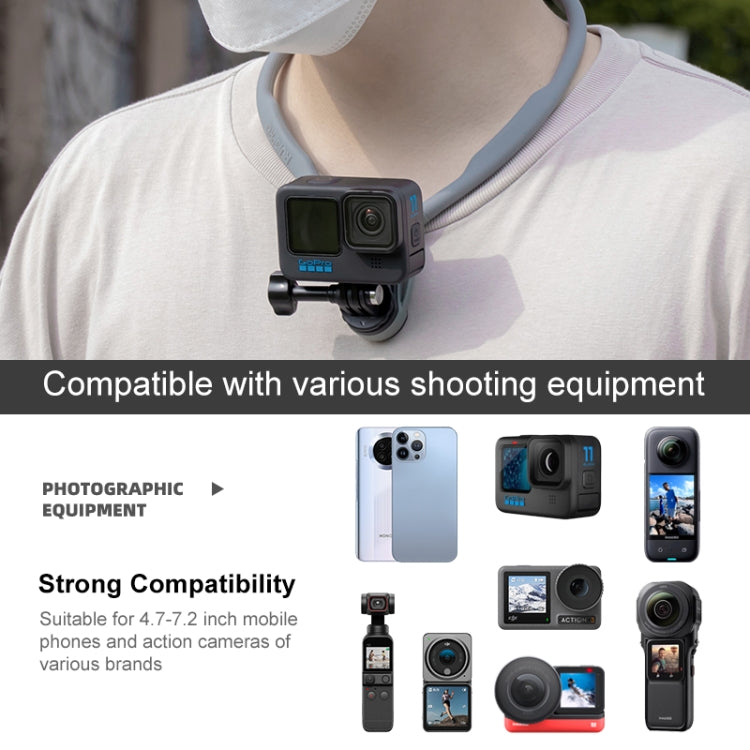 Soporte de cuello perezoso RUIGPRO Soporte de vista POV, Standard with Strap, With J-Hook Buckle, With Phone Clamp & Adapter