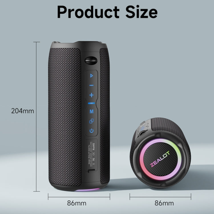 Zealot S49 Pro Altavoz Bluetooth inalámbrico portátil para exteriores de 20 W con luz RGB, S49 Pro
