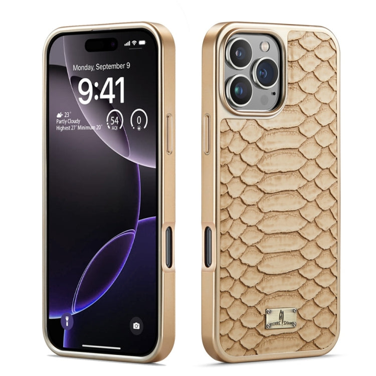 Caja del teléfono de la PU de galvanoplastia de la textura del pitón de Fierre Shann, For iPhone 17 Pro Max, For iPhone 17 Pro, For iPhone 17, For iPhone Air, For iPhone 16 Pro Max, For iPhone 16 Pro, For iPhone 16 Plus, For iPhone 16                  ...