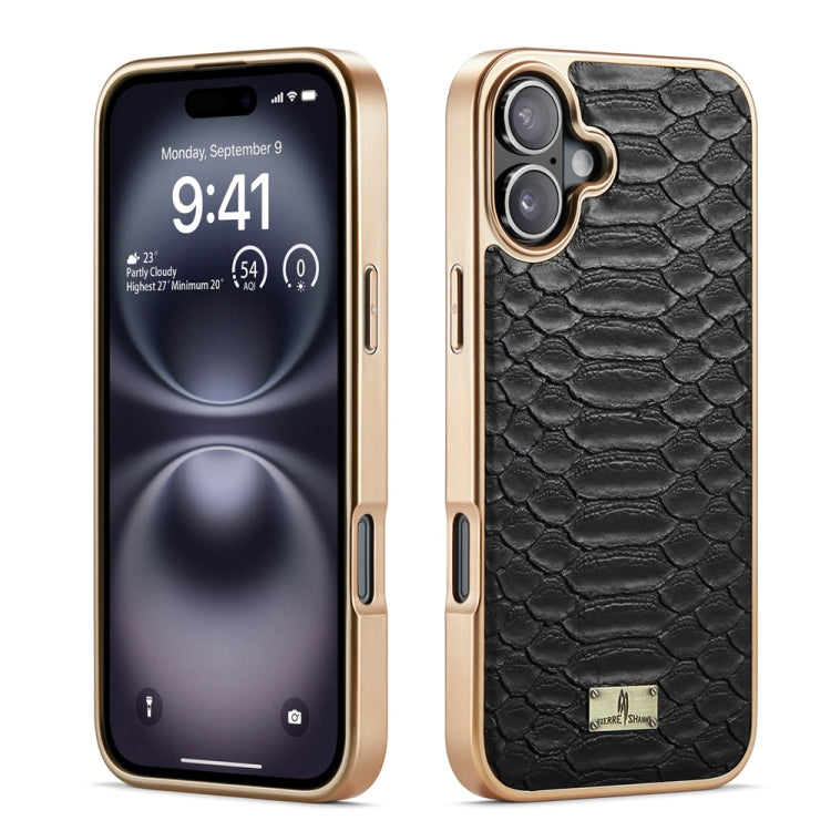 Caja del teléfono de la PU de galvanoplastia de la textura del pitón de Fierre Shann, For iPhone 17 Pro Max, For iPhone 17 Pro, For iPhone 17, For iPhone Air, For iPhone 16 Pro Max, For iPhone 16 Pro, For iPhone 16 Plus, For iPhone 16                  ...