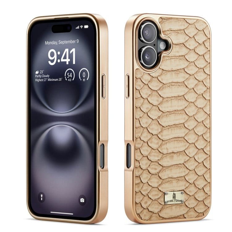 Caja del teléfono de la PU de galvanoplastia de la textura del pitón de Fierre Shann, For iPhone 17 Pro Max, For iPhone 17 Pro, For iPhone 17, For iPhone Air, For iPhone 16 Pro Max, For iPhone 16 Pro, For iPhone 16 Plus, For iPhone 16                  ...
