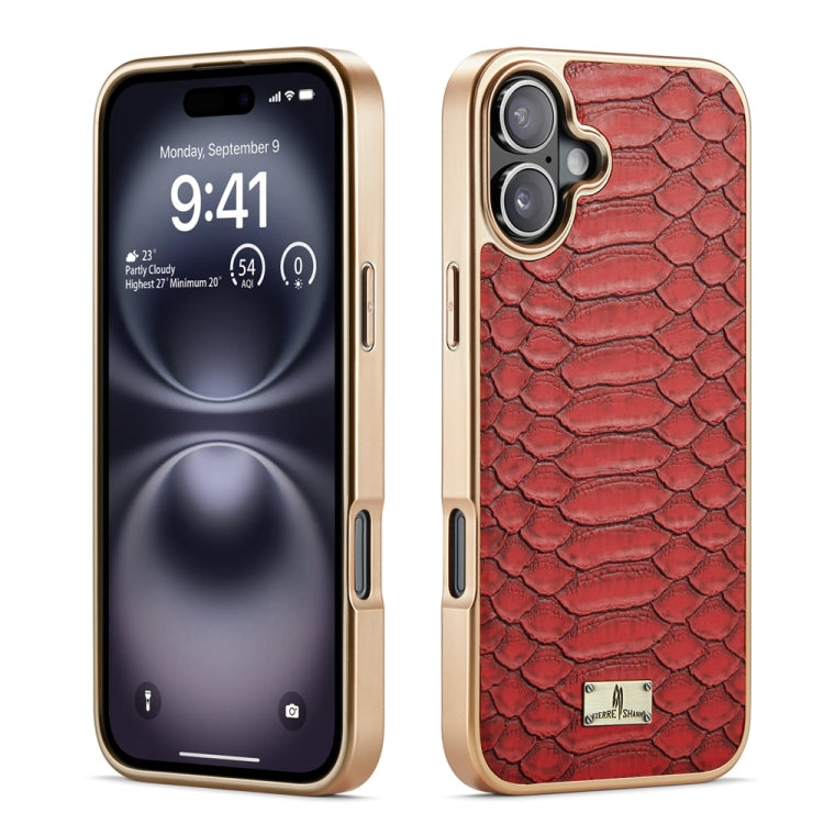 Caja del teléfono de la PU de galvanoplastia de la textura del pitón de Fierre Shann, For iPhone 17 Pro Max, For iPhone 17 Pro, For iPhone 17, For iPhone Air, For iPhone 16 Pro Max, For iPhone 16 Pro, For iPhone 16 Plus, For iPhone 16                  ...