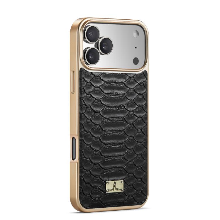 Caja del teléfono de la PU de galvanoplastia de la textura del pitón de Fierre Shann, For iPhone 17 Pro Max, For iPhone 17 Pro, For iPhone 17, For iPhone Air, For iPhone 16 Pro Max, For iPhone 16 Pro, For iPhone 16 Plus, For iPhone 16                  ...