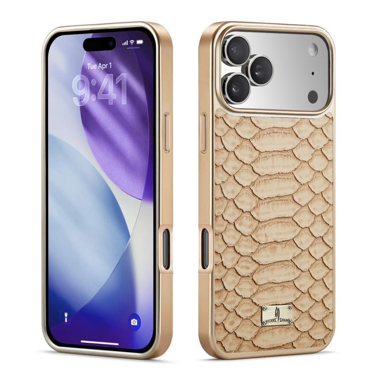 Caja del teléfono de la PU de galvanoplastia de la textura del pitón de Fierre Shann, For iPhone 17 Pro Max, For iPhone 17 Pro, For iPhone 17, For iPhone Air, For iPhone 16 Pro Max, For iPhone 16 Pro, For iPhone 16 Plus, For iPhone 16                  ...