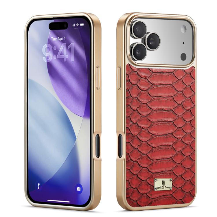 Caja del teléfono de la PU de galvanoplastia de la textura del pitón de Fierre Shann, For iPhone 17 Pro Max, For iPhone 17 Pro, For iPhone 17, For iPhone Air, For iPhone 16 Pro Max, For iPhone 16 Pro, For iPhone 16 Plus, For iPhone 16                  ...