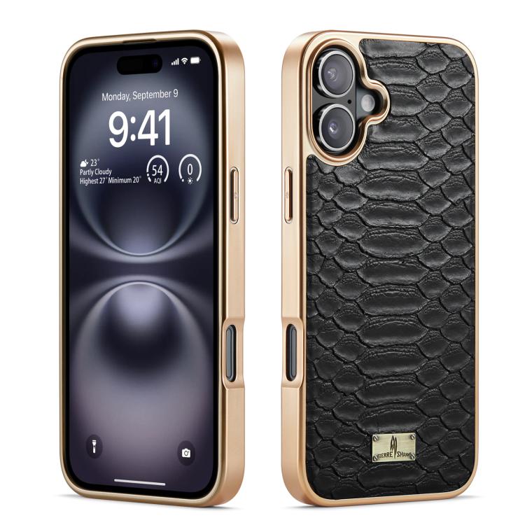 Caja del teléfono de la PU de galvanoplastia de la textura del pitón de Fierre Shann, For iPhone 17 Pro Max, For iPhone 17 Pro, For iPhone 17, For iPhone Air, For iPhone 16 Pro Max, For iPhone 16 Pro, For iPhone 16 Plus, For iPhone 16                  ...