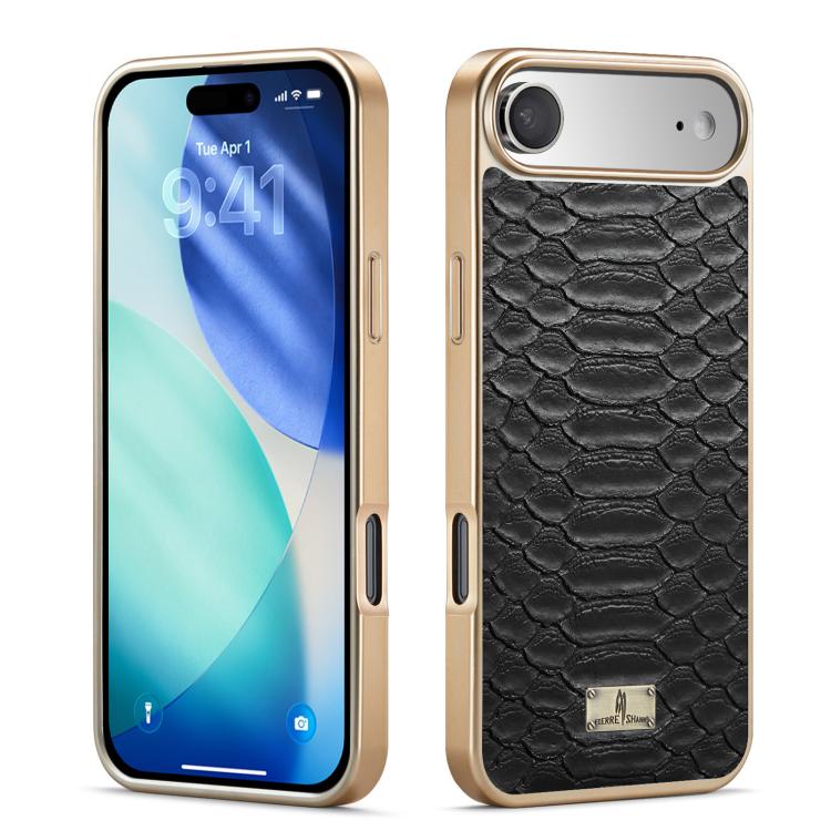 Caja del teléfono de la PU de galvanoplastia de la textura del pitón de Fierre Shann, For iPhone 17 Pro Max, For iPhone 17 Pro, For iPhone 17, For iPhone Air, For iPhone 16 Pro Max, For iPhone 16 Pro, For iPhone 16 Plus, For iPhone 16                  ...