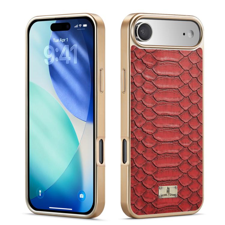 Caja del teléfono de la PU de galvanoplastia de la textura del pitón de Fierre Shann, For iPhone 17 Pro Max, For iPhone 17 Pro, For iPhone 17, For iPhone Air, For iPhone 16 Pro Max, For iPhone 16 Pro, For iPhone 16 Plus, For iPhone 16                  ...