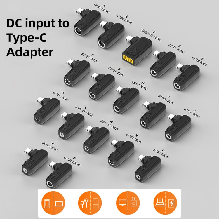Adaptador de carga de enchufe macho USB-C/Tipo-C hembra de 100W N 3,5X1,35 mm, 3.5X1.35mm
