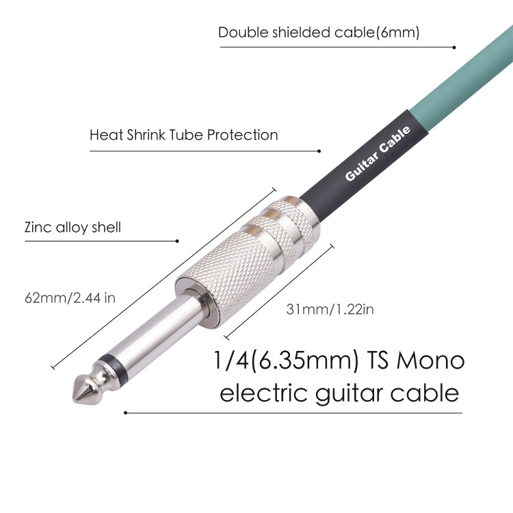 3045GR Mono 6,35 mm Enchufe macho a macho Cable de audio para guitarra eléctrica, 1m, 1.8m, 3m, 5m, 10m