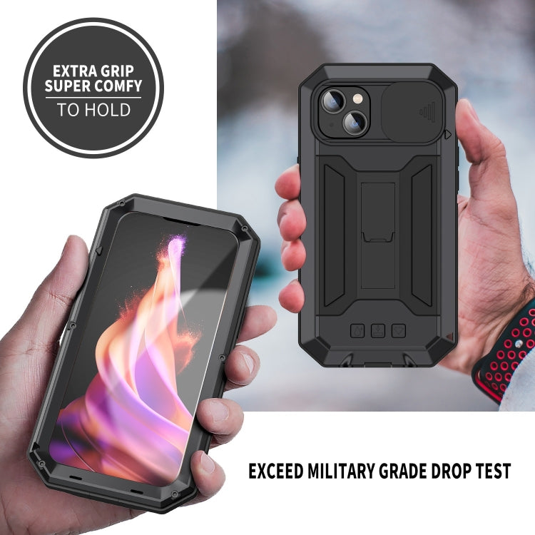R-JUST Funda para teléfono con soporte impermeable para cámara deslizante Life, For iPhone 15