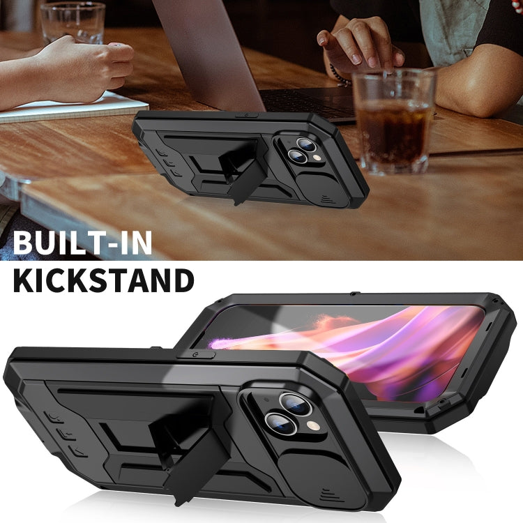 R-JUST Funda para teléfono con soporte impermeable para cámara deslizante Life, For iPhone 15