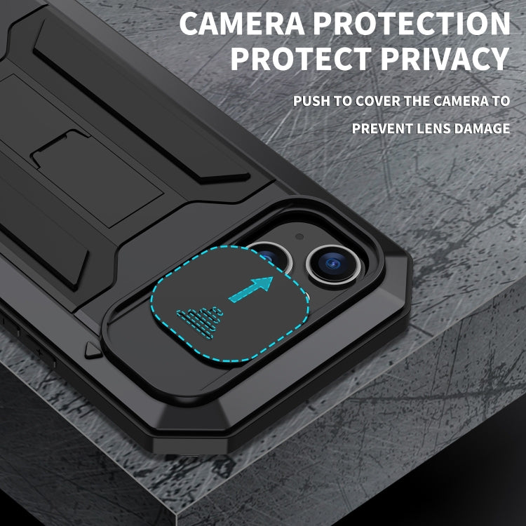 R-JUST Funda para teléfono con soporte impermeable para cámara deslizante Life, For iPhone 15