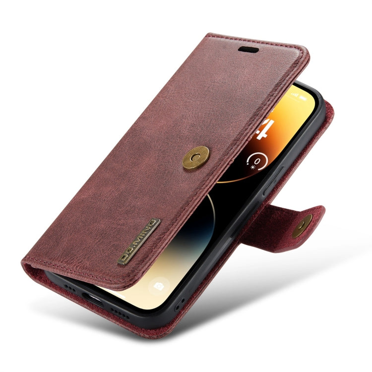 DG.MING Funda de teléfono de cuero magnético desmontable con textura Crazy Horse, For iPhone 15 Pro Max, For iPhone 15 Pro, For iPhone 15 Plus, For iPhone 15